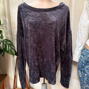 We the Free Milan Crushed Velvet Long Sleeve Velour Pullover Top